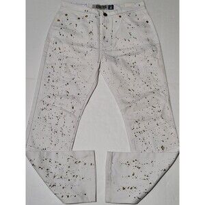 Demolition Denim Premium Jeans  White Size 36X32 NWT  Gold Paint Splat Jeans